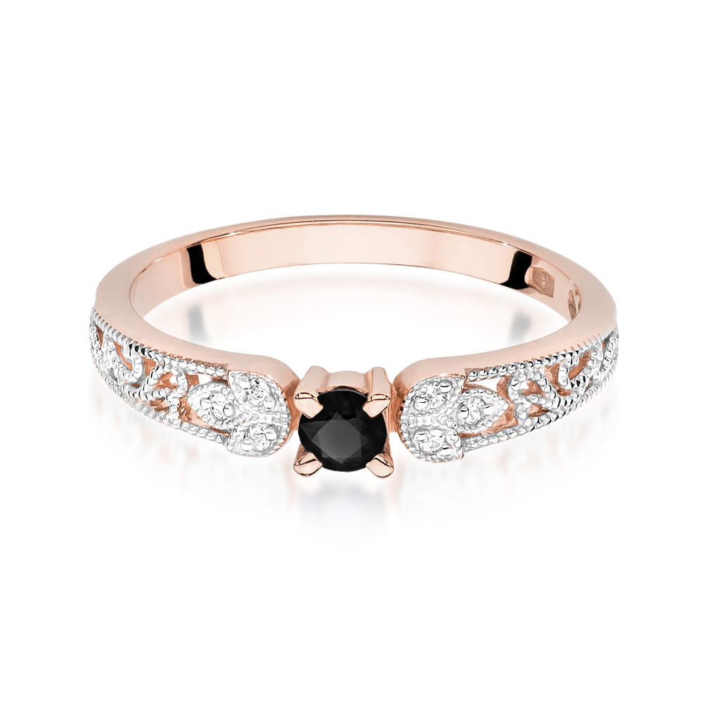W411 Prsteň Black Diamond 0.12ct ružové zlato Au 585/1000 - 1