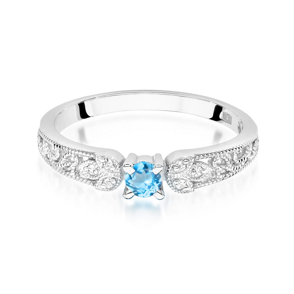 W411 Topaz prsteň 0,15ct biele zlato Au 585/1000 - 1