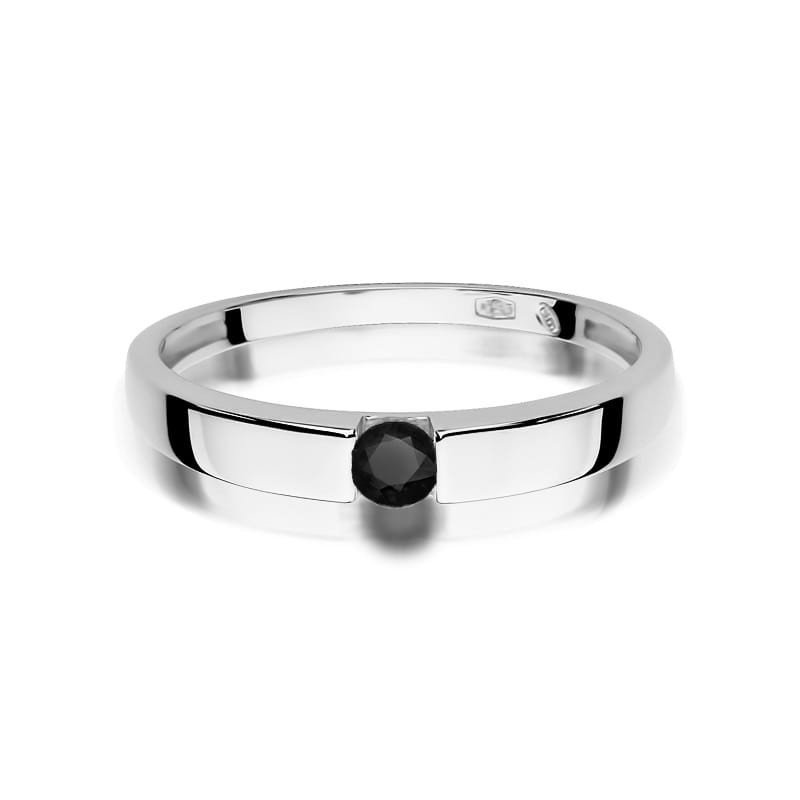 W432 Prsteň Black Diamond 0.12ct biele zlato Au 585/1000 - 1