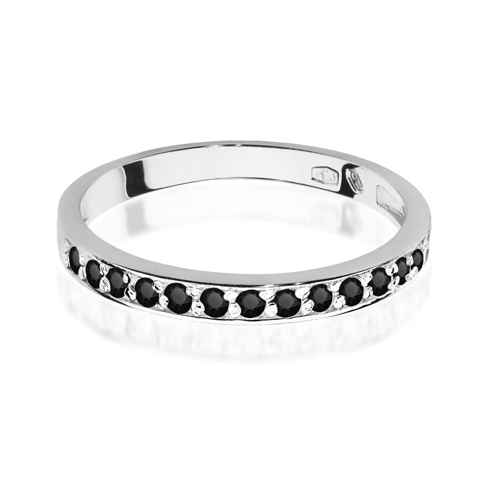 Prsteň W0446 s čiernymi diamantmi, biele zlato Au 585/1000 - 1