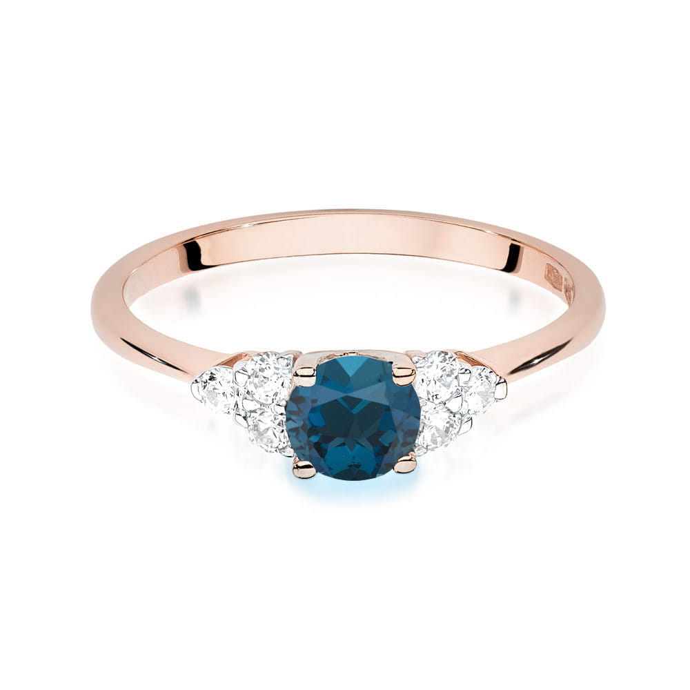 Prsteň W451 s Topaz London Blue 0,50ct ružové zlato Au 585/1000 - 1