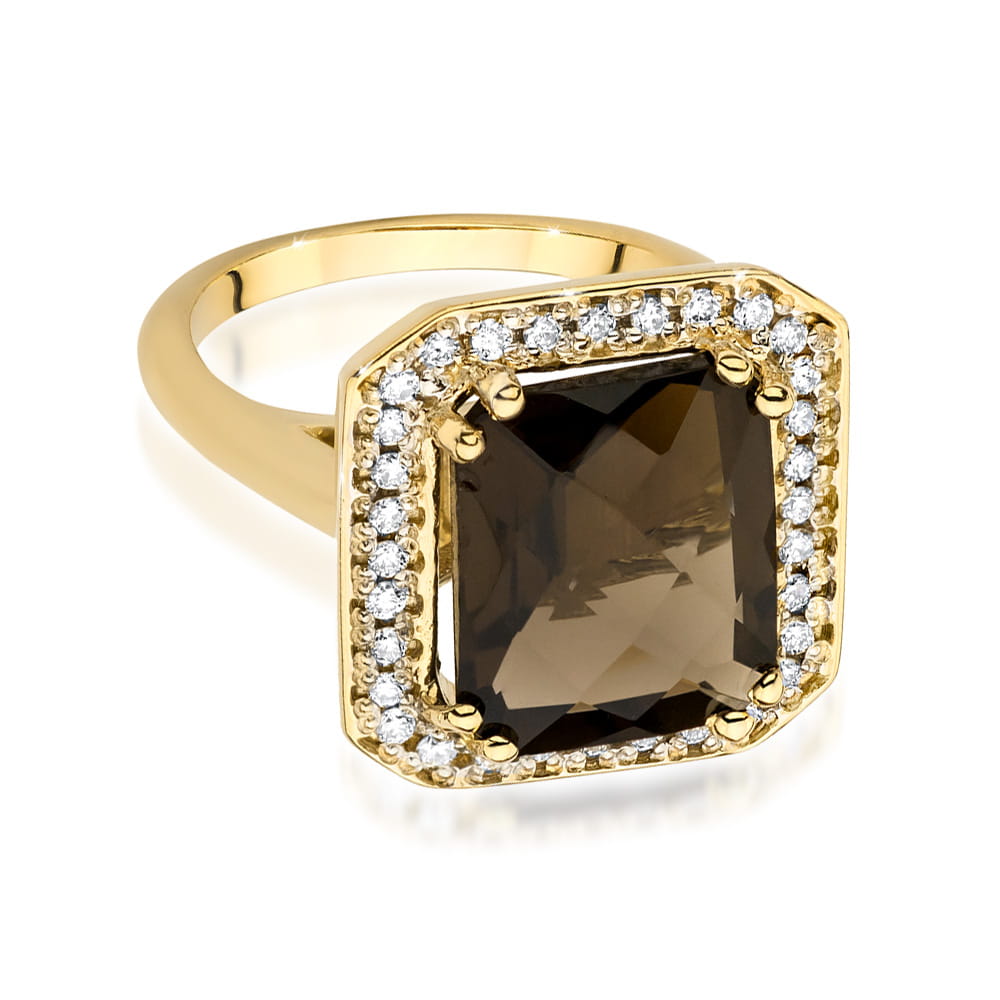 W481 Smoky Quartz Ring 4.00ct žlté zlato Au 585/1000 - 1