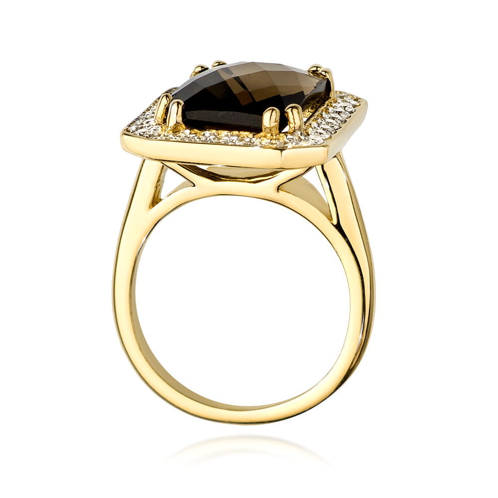 W481 Smoky Quartz Ring 4.00ct žlté zlato Au 585/1000 - 2