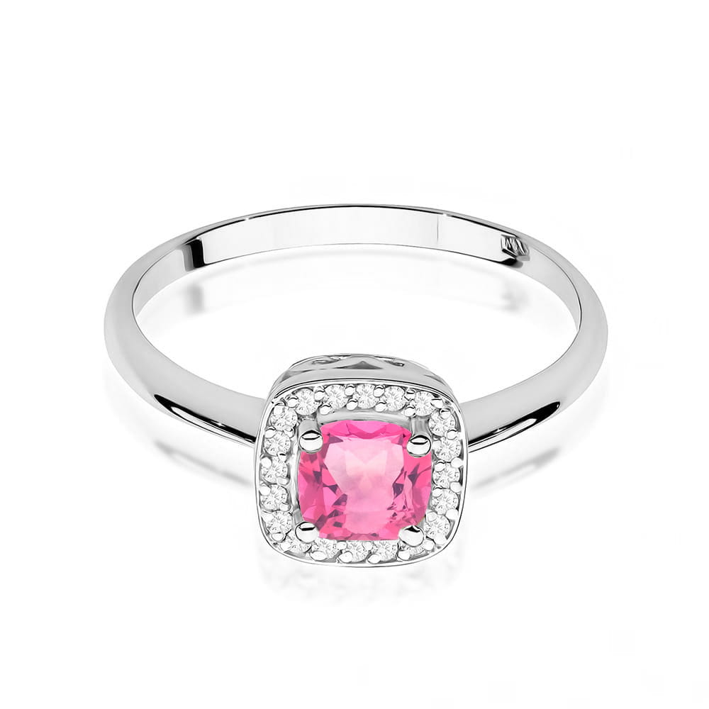 W514 Prsteň Ružová Topaz 0.65ct biele zlato Au 585/1000 - 1