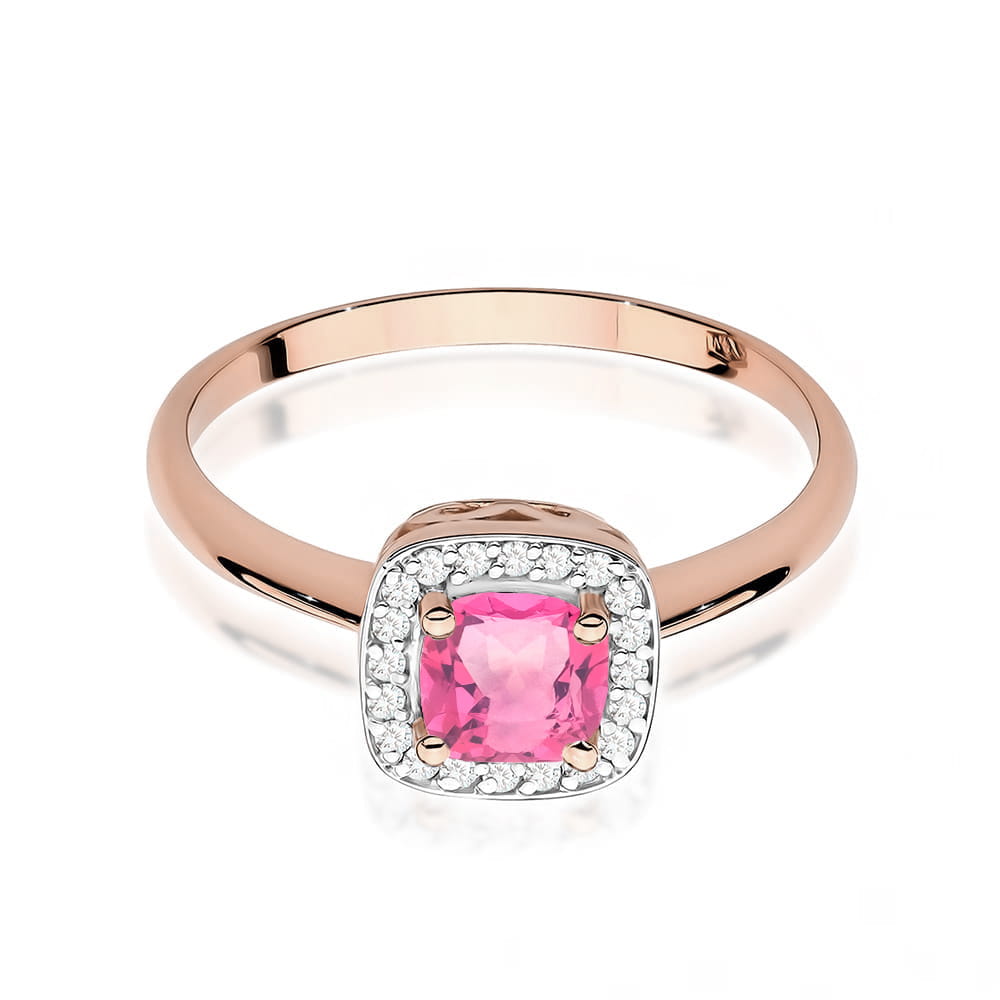W514 Prsteň Ružová Topaz 0.65ct ružové zlato Au 585/1000 - 1