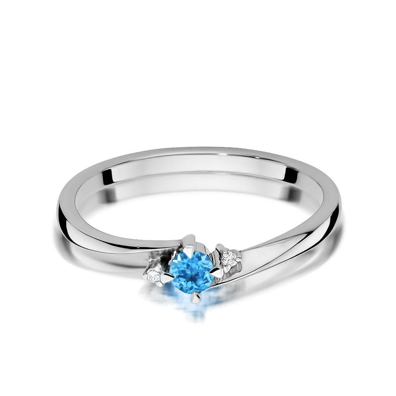 W346 Topaz prsteň 0.15ct biele zlato Au 585/1000 - 1