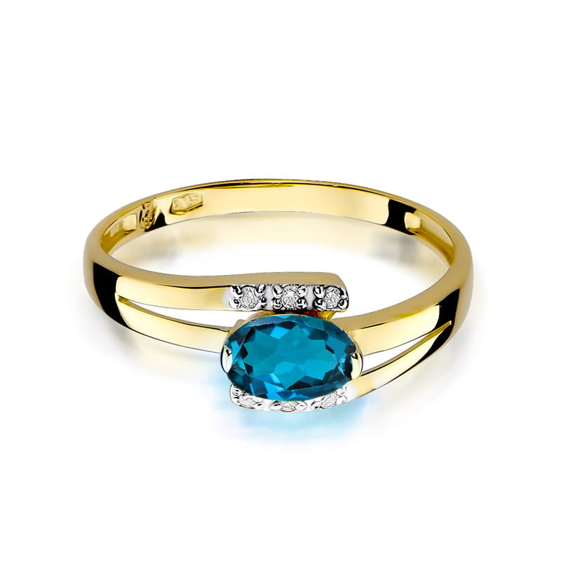 W119 Topaz London Modrý prsteň 0,50ct žlté zlato Au 585/1000 - 1