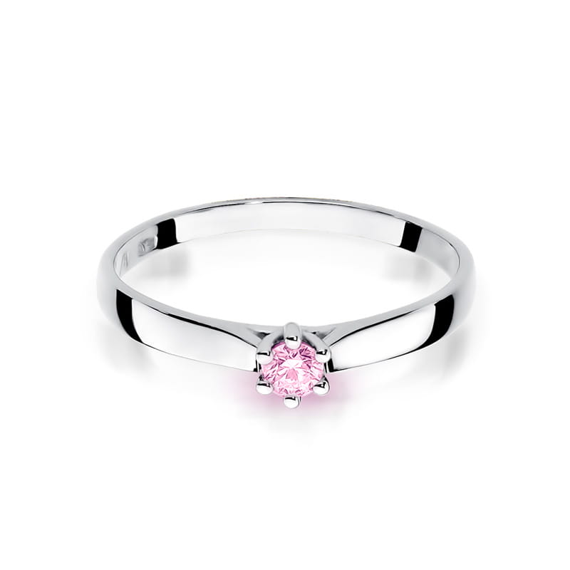 W222 Prsteň Ružová Topaz 0.15ct biele zlato Au 585/1000 - 1