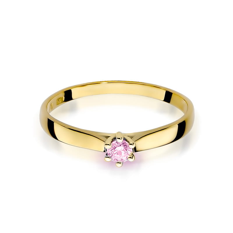 W222 Prsteň Ružová Topaz 0.15ct žlté zlato Au 585/1000 - 1