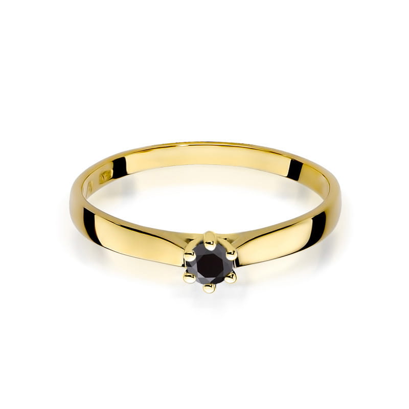 W222 Prsteň Black Diamond 0.12ct žlté zlato Au 585/1000 - 1