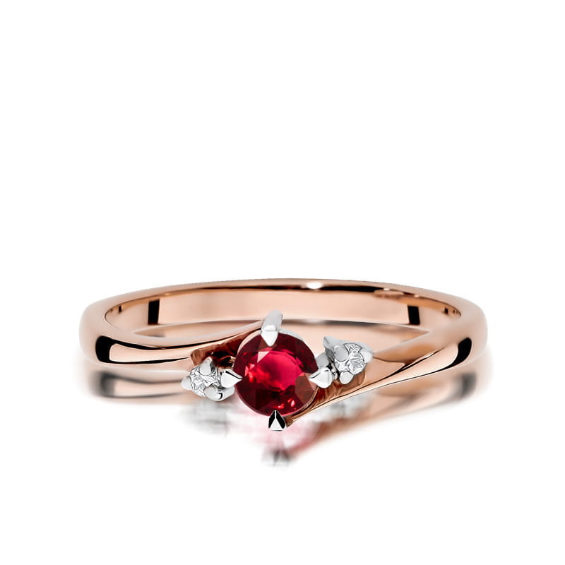 W346B Ruby prsteň 0.30ct ružové zlato Au 585/1000 - 1