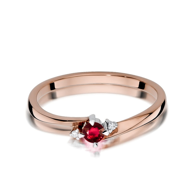 W346 Ruby prsteň 0.15ct ružové zlato Au 585/1000 - 1