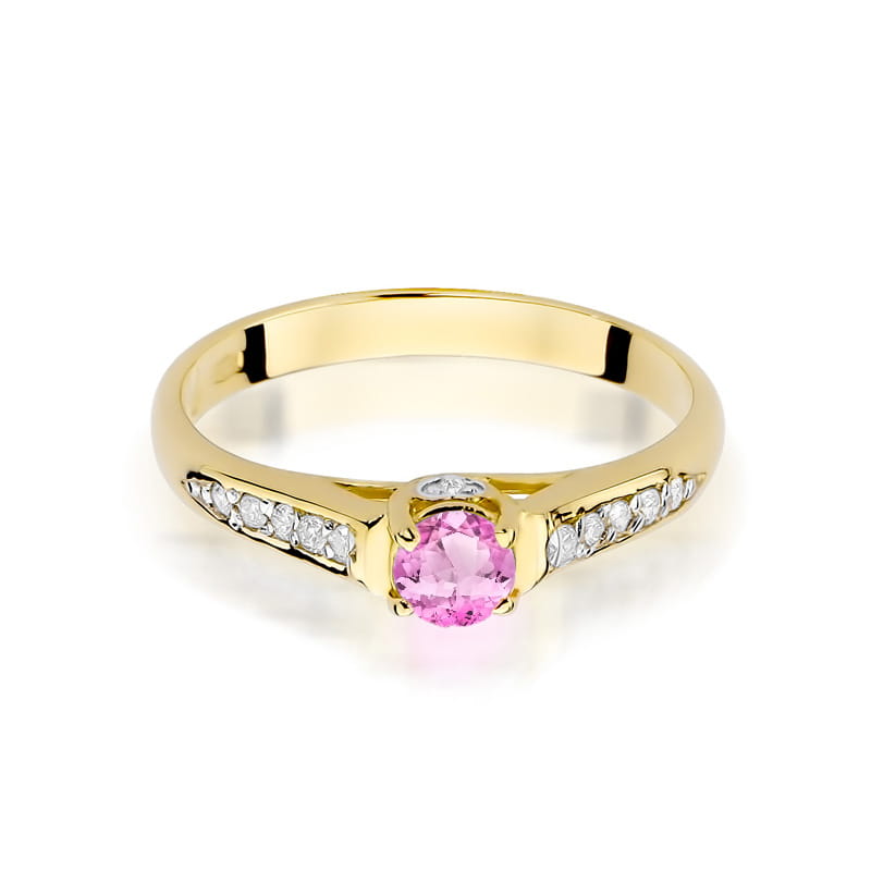 Prsteň W016 Ružový Topaz 0,30ct žlté zlato Au 585/1000 - 1