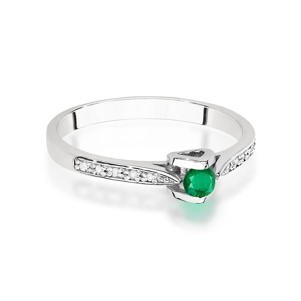 Prsteň W0435 Emerald 0,15ct biele zlato Au 585/1000 - 1