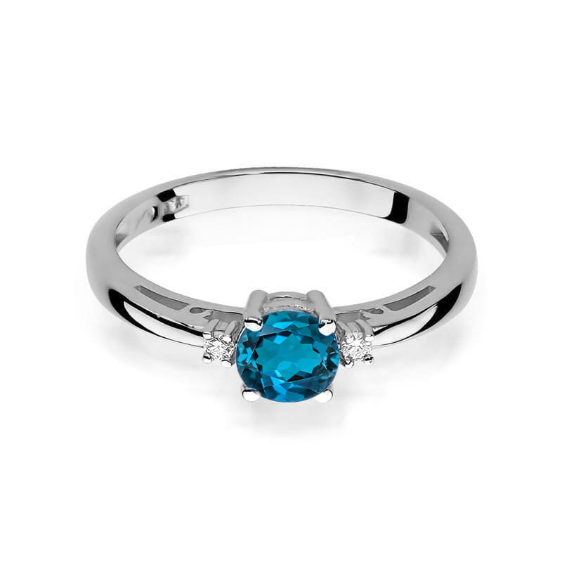 W010 Topaz London Modrý prsteň 0,50ct biele zlato Au 585/1000 - 1