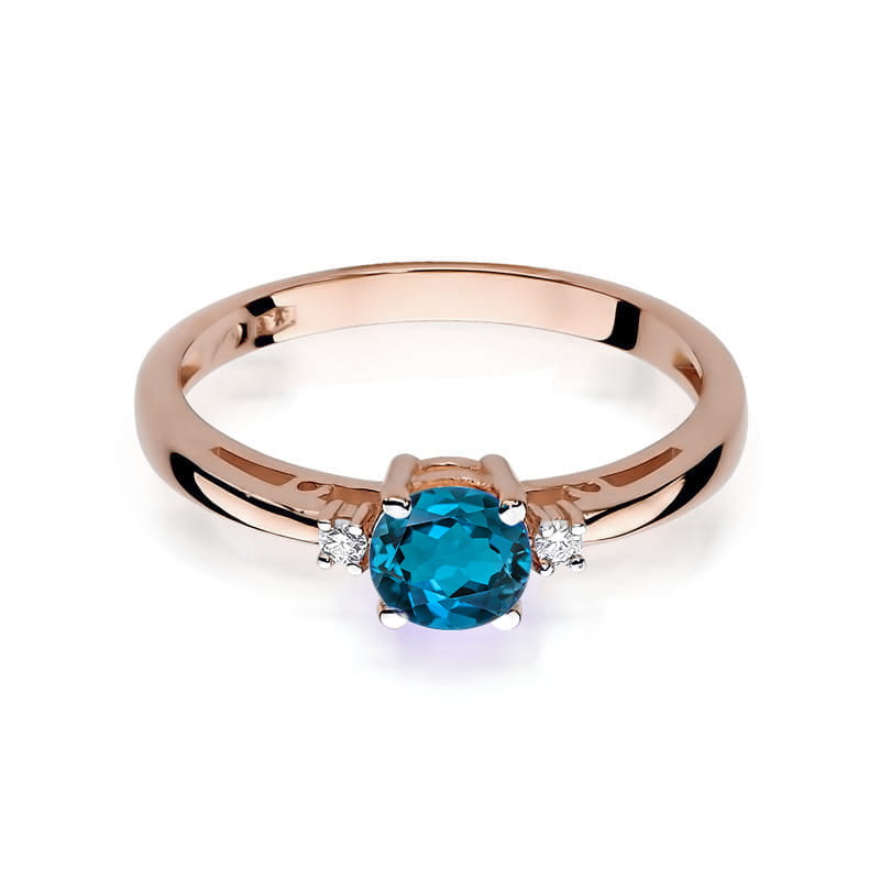 W010 Topaz London Modrý prsteň 0,50ct ružové zlato Au 585/1000 - 1