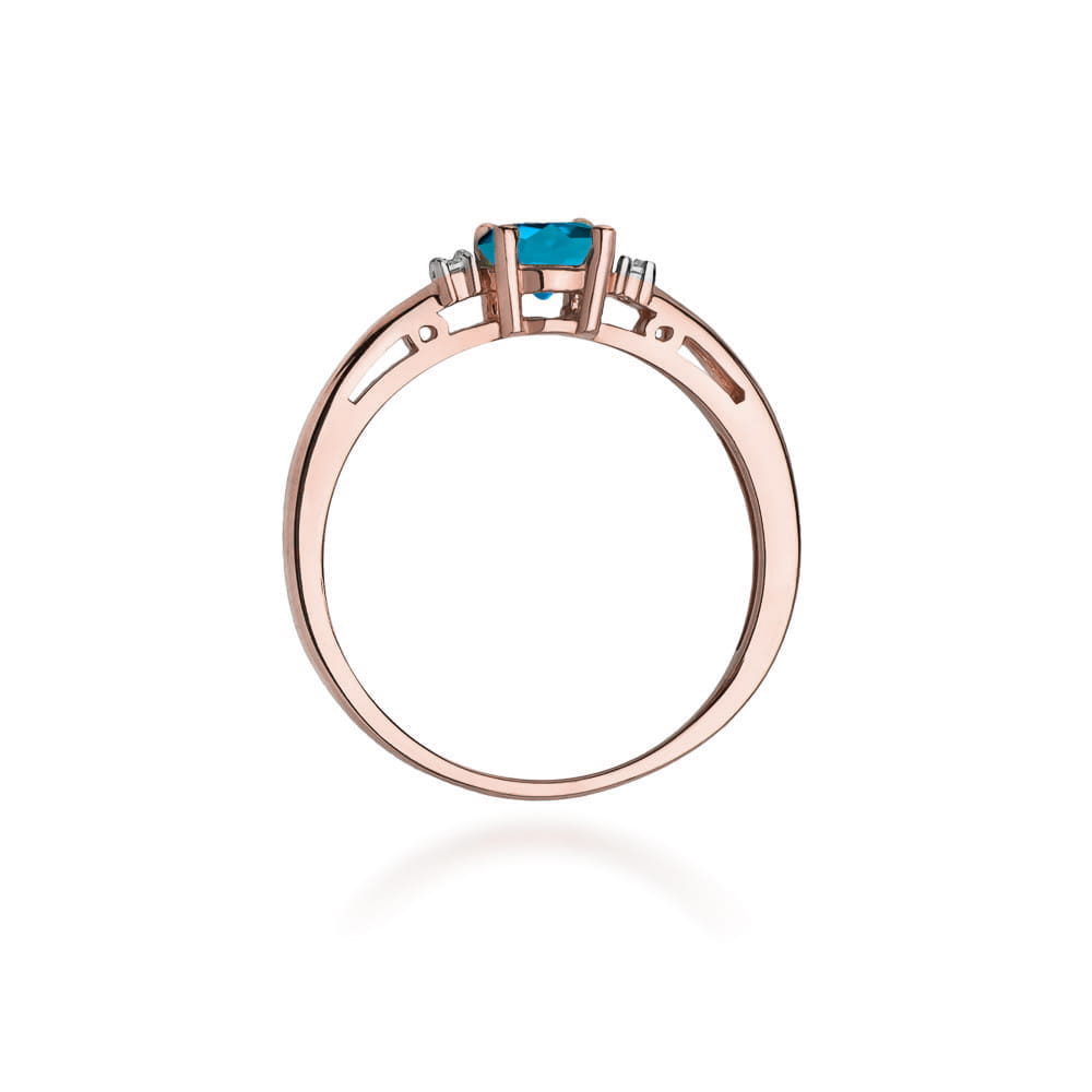 W010 Topaz London Modrý prsteň 0,50ct ružové zlato Au 585/1000 - 2