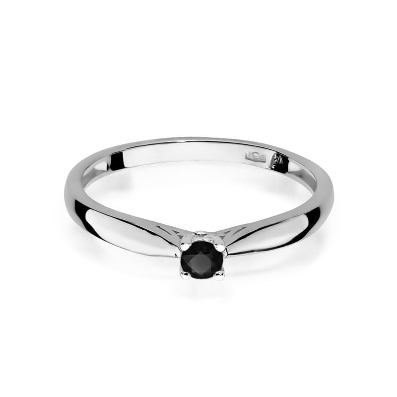 W045 Prsteň Black Diamond 0.12ct biele zlato Au 585/1000 - 1