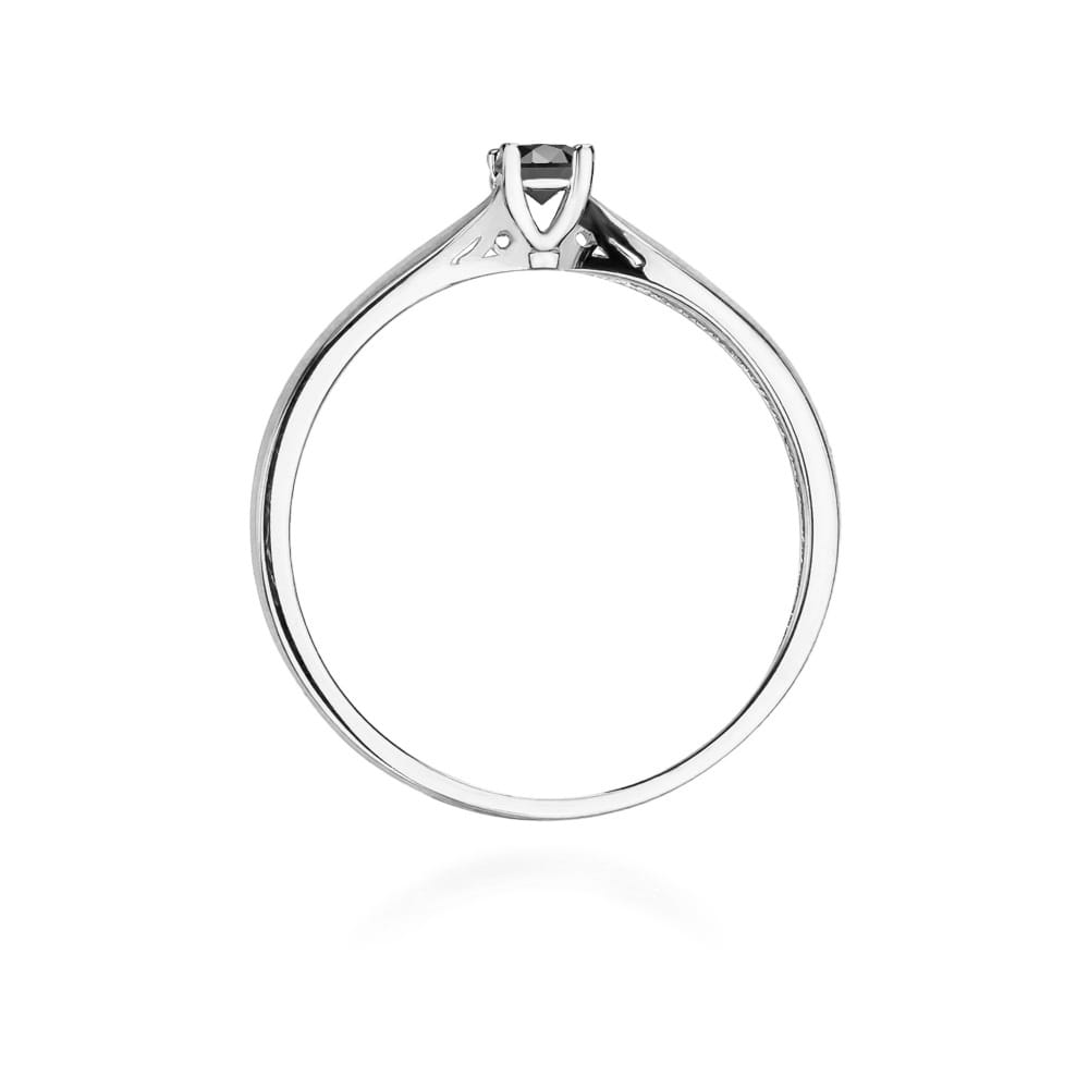 W045 Prsteň Black Diamond 0.12ct biele zlato Au 585/1000 - 2