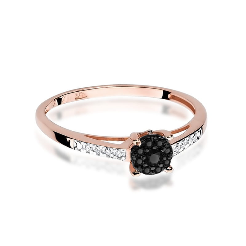 W055 Prsteň Black Diamond 0.08ct ružové zlato Au 585/1000 - 1