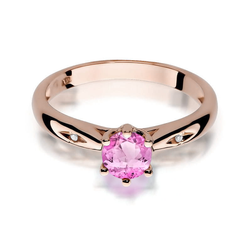 Prsteň W074 Ružový Topaz 0,60ct ružové zlato Au 585/1000 - 1