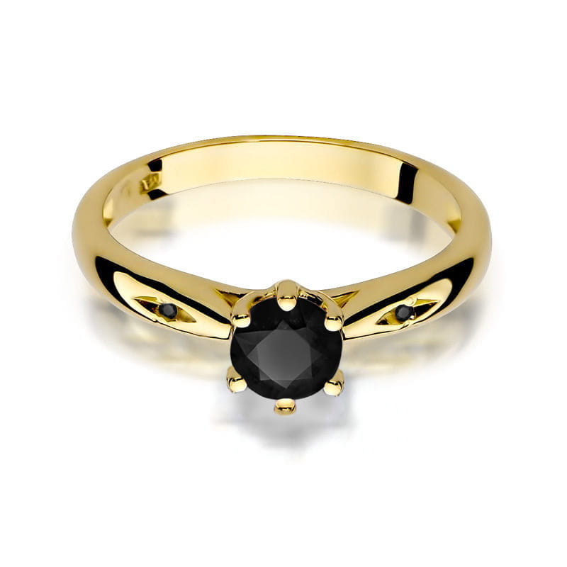 W074 Prsteň Black Diamond 0,50ct žlté zlato Au 585/1000 - 1