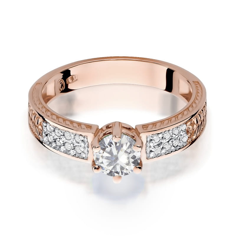 W075 prsteň White Sapphire 0.60ct ružové zlato Au 585/1000 - 1
