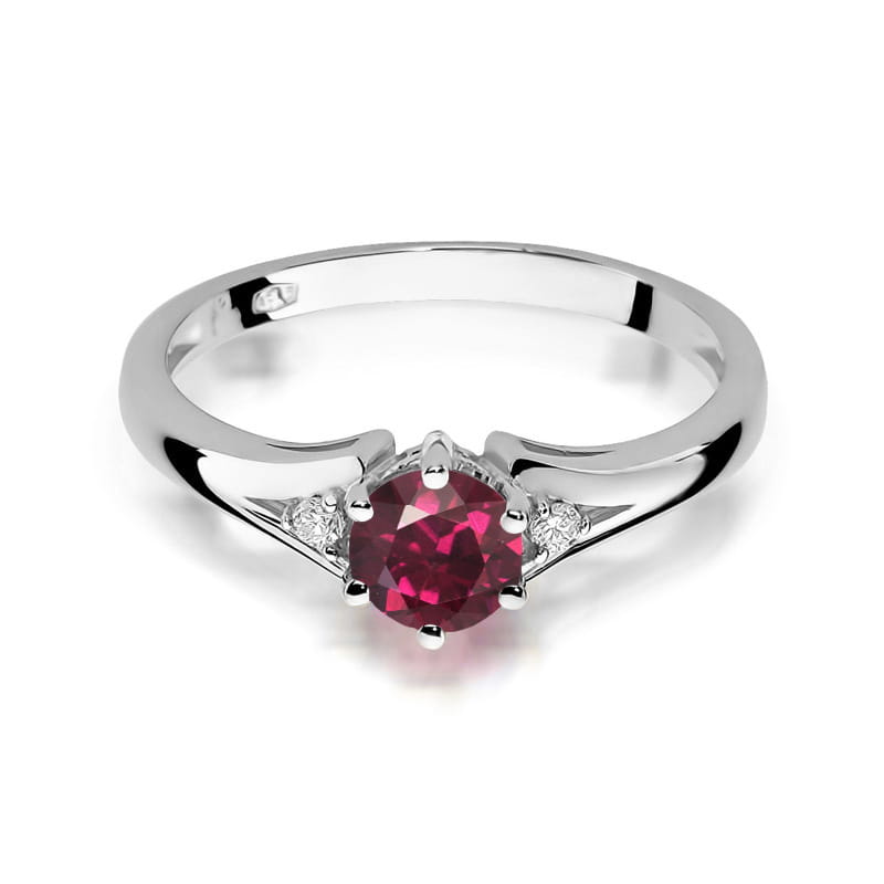 W076 Rodolitový prsteň 0,60ct biele zlato Au 585/1000 - 1