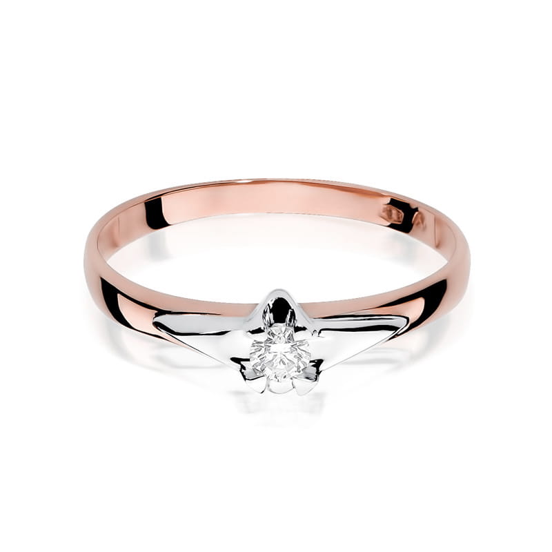 Prsteň W088 Diamant 0,08ct ružové zlato Au 585/1000 - 1