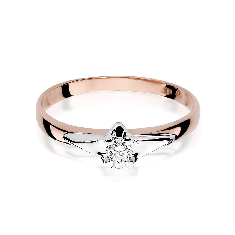 Prsteň W088 Diamant 0,12ct ružové zlato Au 585/1000 - 1