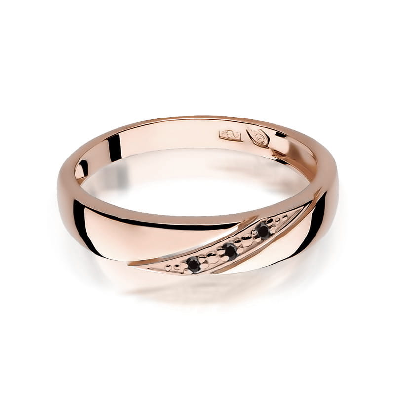 Prsteň W0118 s čiernymi diamantmi, ružové zlato Au 585/1000 - 1
