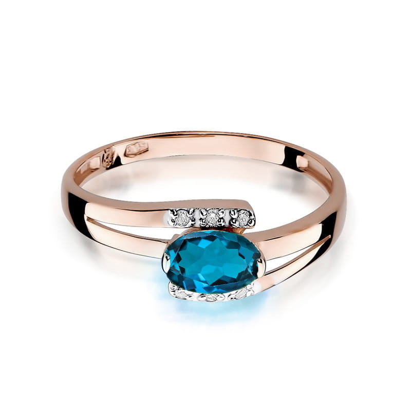 W119 Topaz London Modrý prsteň 0,50ct ružové zlato Au 585/1000 - 1