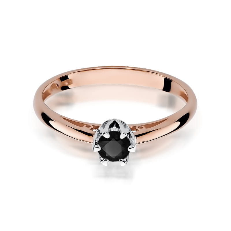 W133 Prsteň Black Diamond 0.20ct ružové zlato Au 585/1000 - 1