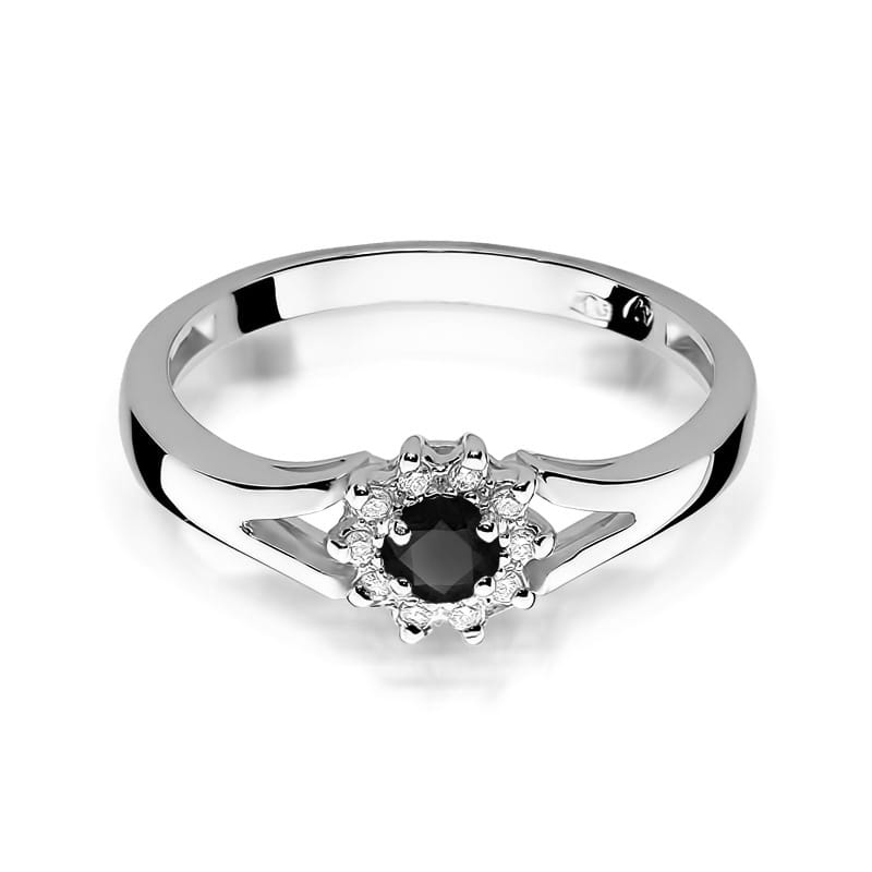 W185 Prsteň Black Diamond 0.12ct biele zlato Au 585/1000 - 1
