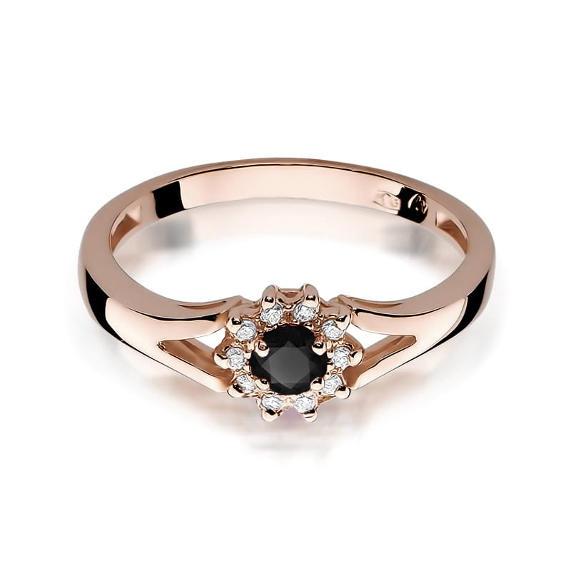 W185 Prsteň Black Diamond 0.12ct ružové zlato Au 585/1000 - 1