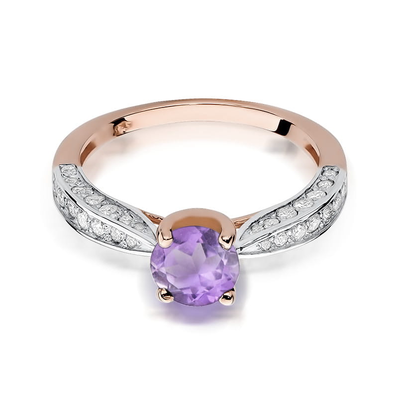 W206 Ametystový prsteň 0,90ct ružové zlato Au 585/1000 - 1