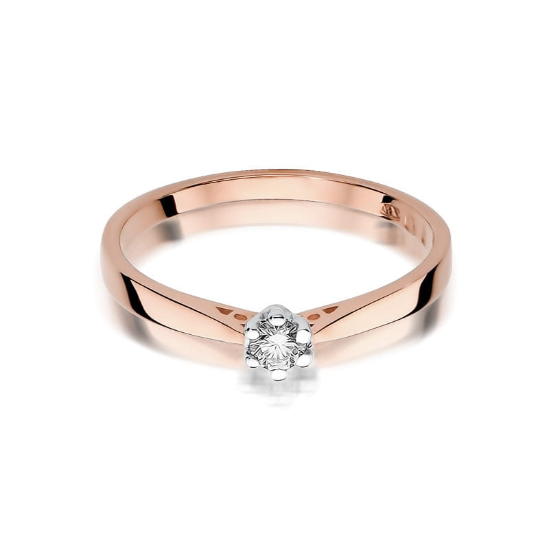 W229 Diamantový prsteň 0,12ct ružové zlato Au 585/1000 - 1