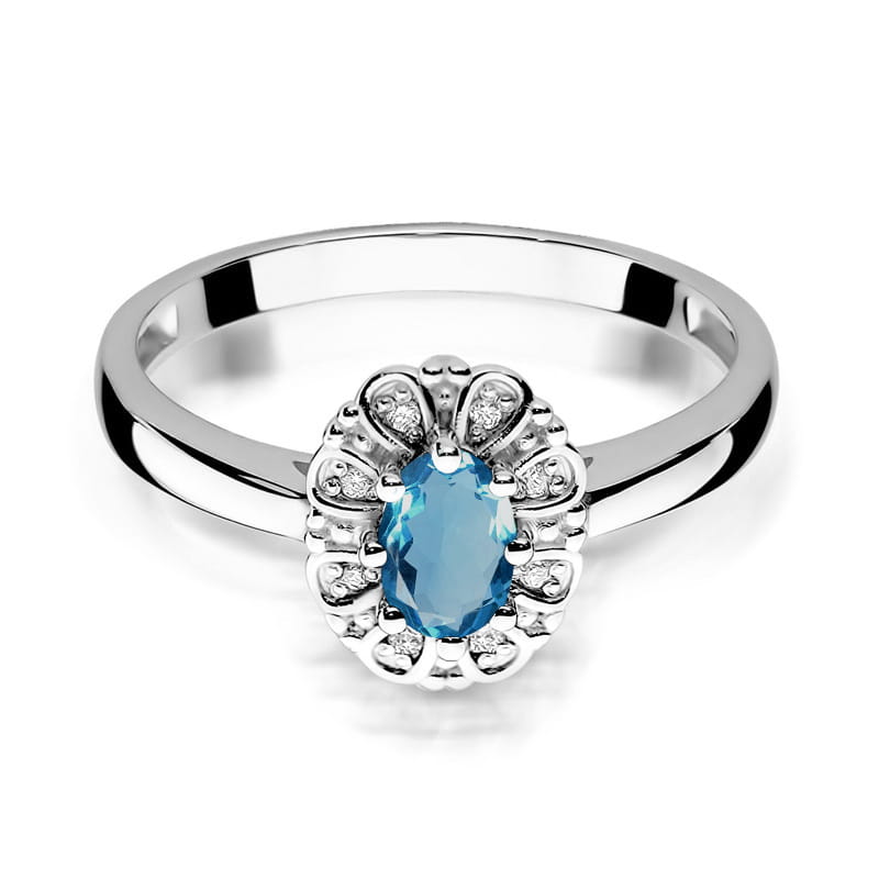W304 Topaz London Modrý prsteň 0,50ct biele zlato Au 585/1000 - 1