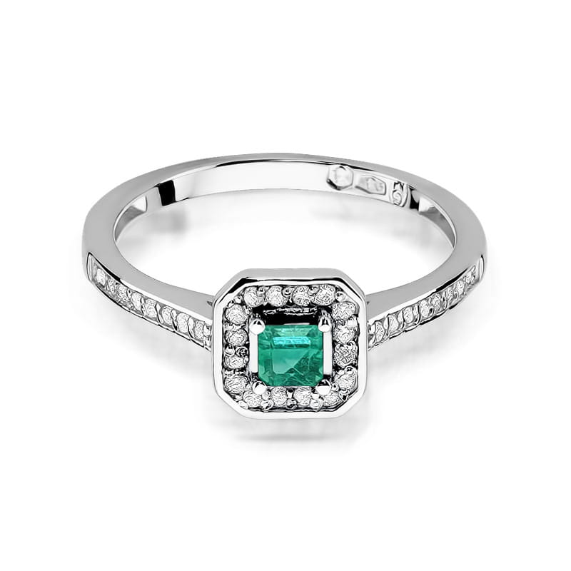 W315 Smaragdový prsteň 0,15ct biele zlato Au 585/1000 - 1