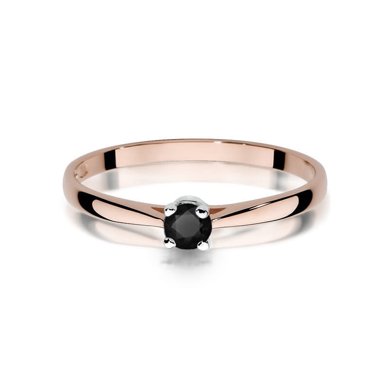 W335 Prsteň Black Diamond 0.20ct ružové zlato Au 585/1000 - 1