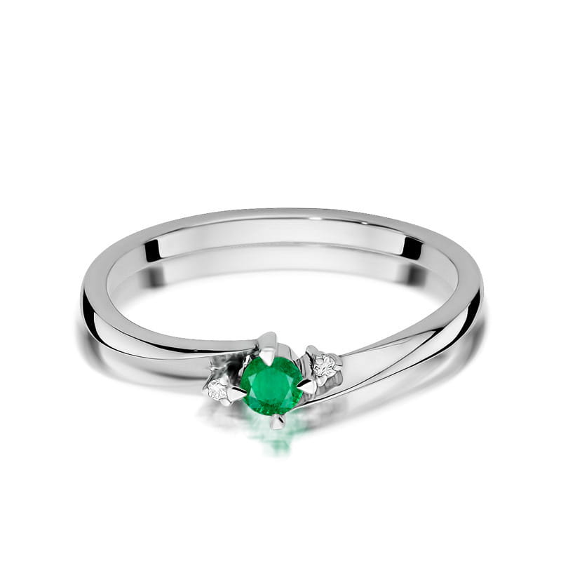 W346 Smaragdový prsteň 0,15ct biele zlato Au 585/1000 - 1
