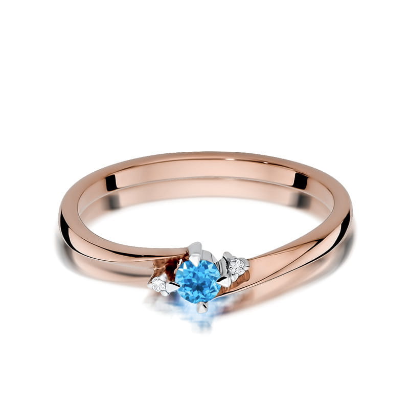 W346 Topaz prsteň 0.15ct ružové zlato Au 585/1000 - 1