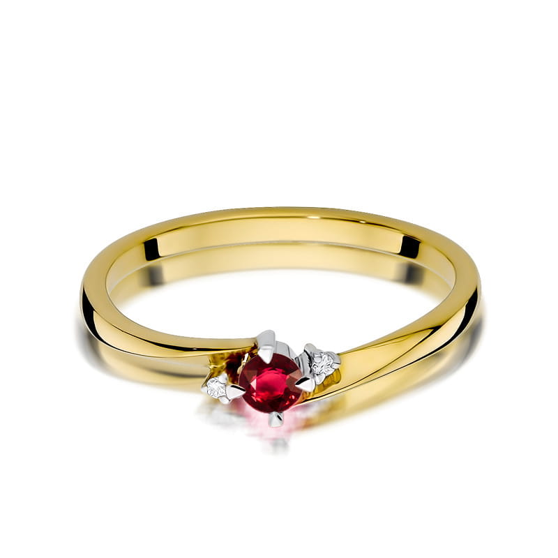 W346 Ruby prsteň 0,15ct žlté zlato Au 585/1000 - 1
