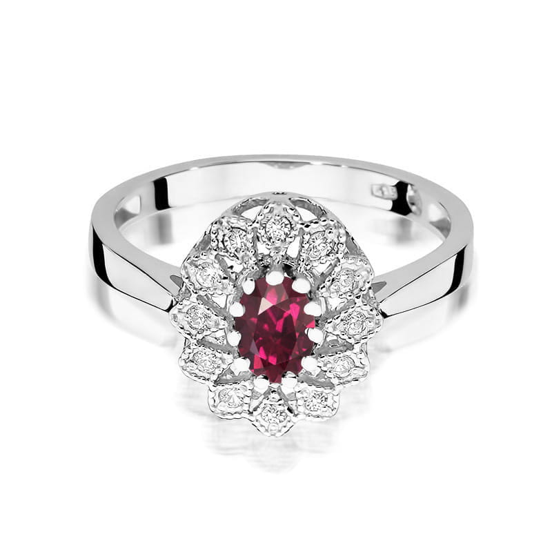 W354 Rodolitový prsteň 0,50ct biele zlato Au 585/1000 - 1