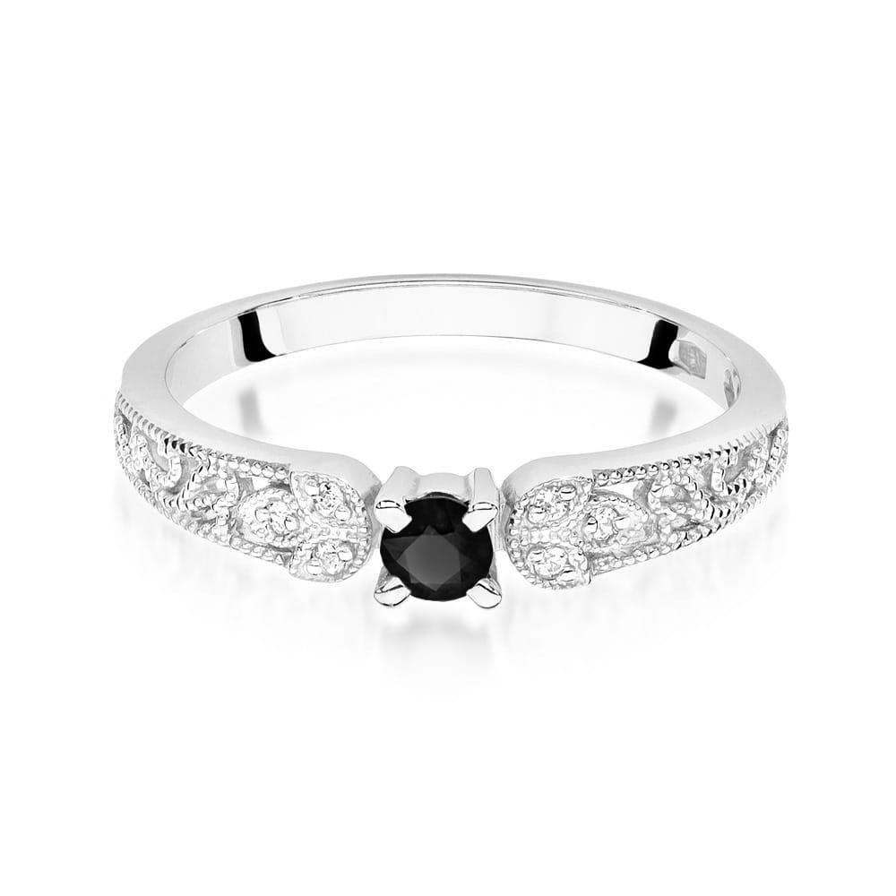W411 Prsteň Black Diamond 0.12ct biele zlato Au 585/1000 - 1