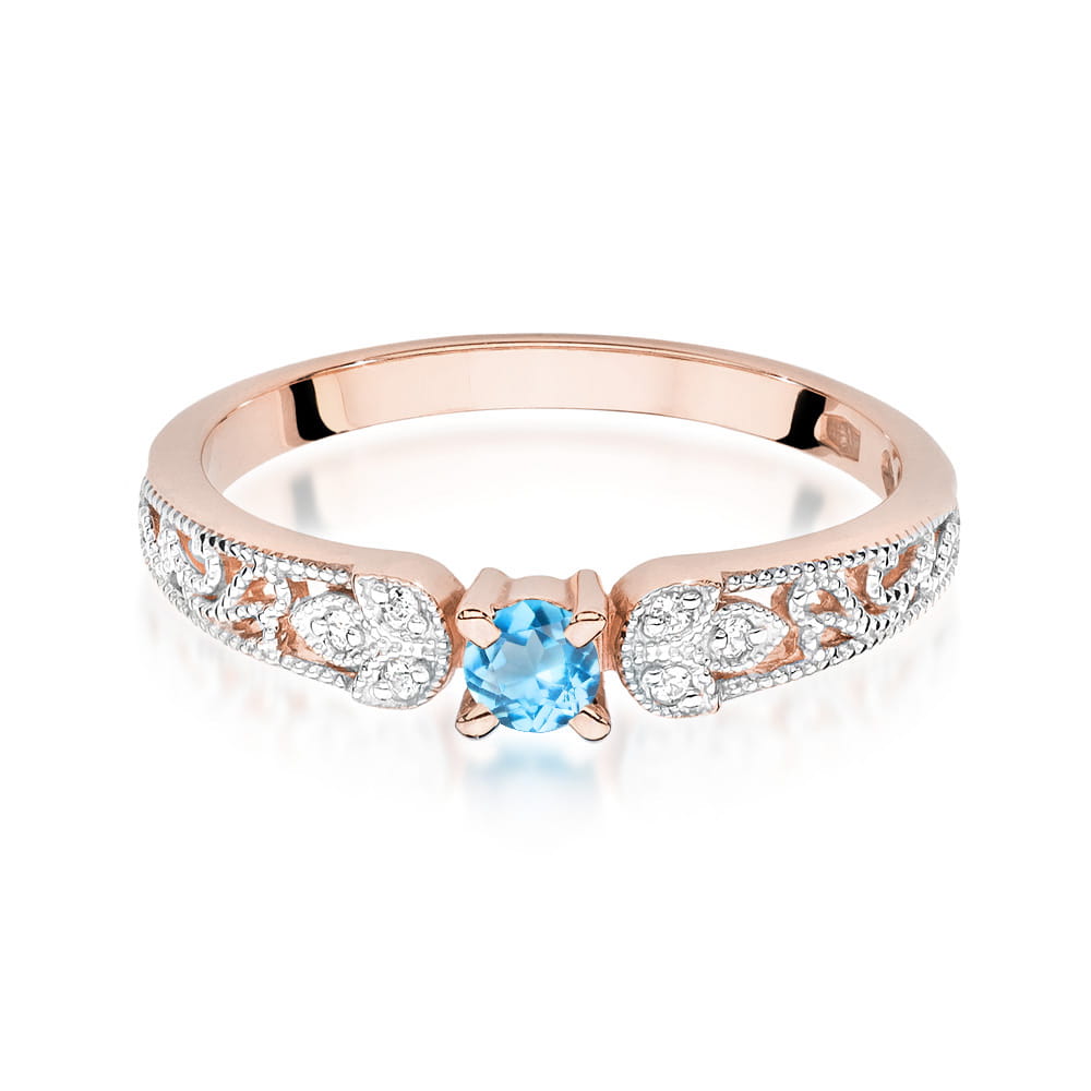 W411 Topaz prsteň 0.15ct ružové zlato Au 585/1000 - 1