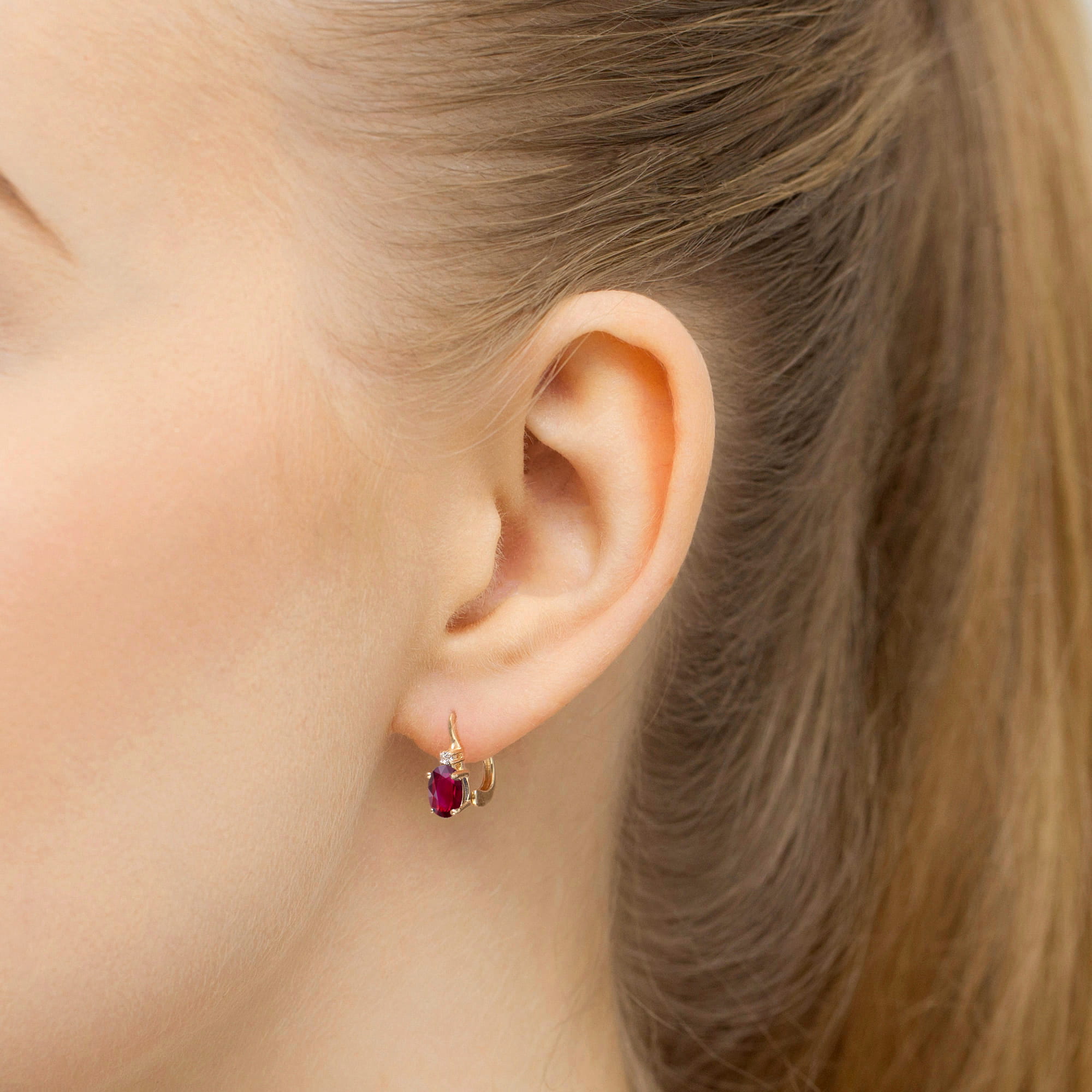 Náušnice K0011 Ruby 2 x 0,60ct žlté zlato Au 585/1000 - 1