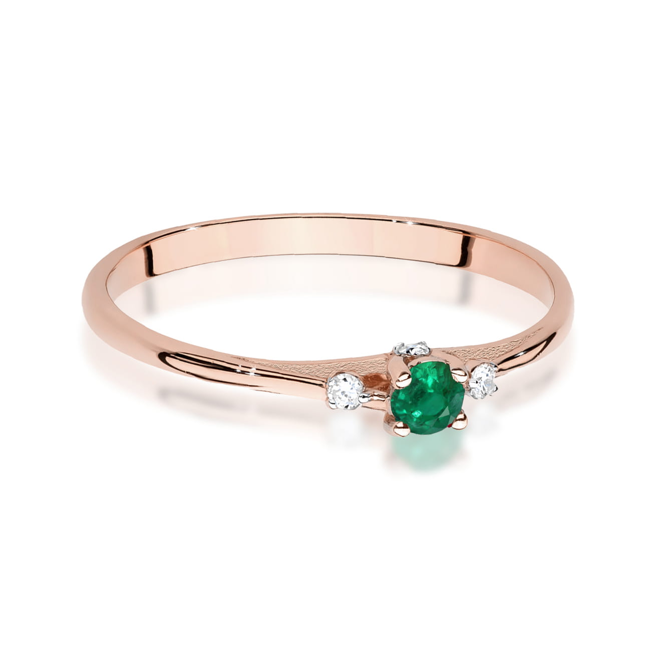 Prsteň W0614 Emerald 0.15ct ružové zlato Au 585/1000 - 1