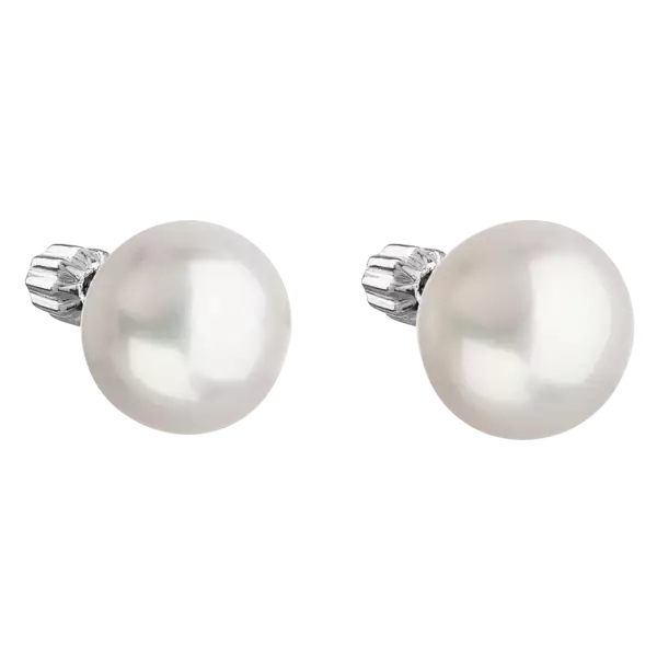 Strieborné náušnice kôstky s bielou riečnou perlou 21005.1 PAVONA