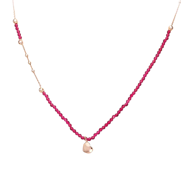 Ružovo pozlátený strieborný náhrdelník s krištáľmi a srdcom AMEN Love CLCOCURR3